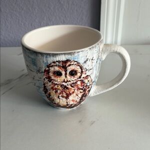Pier 1 Owl Design Mug - Brown and White